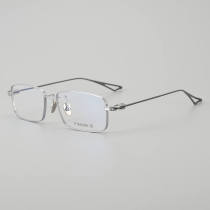 Rectangle Titanium Glasses LE5073_Silver - Black