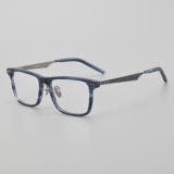 Square Acetate & Titanium Glasses LE5062_Blue