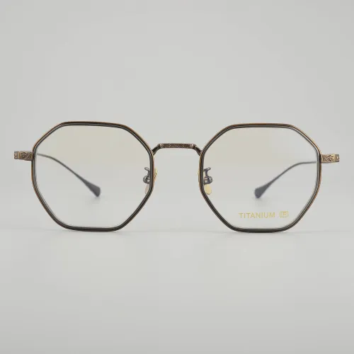 Geometric Titanium Glasses LE5056_Bronze - Gunmetal