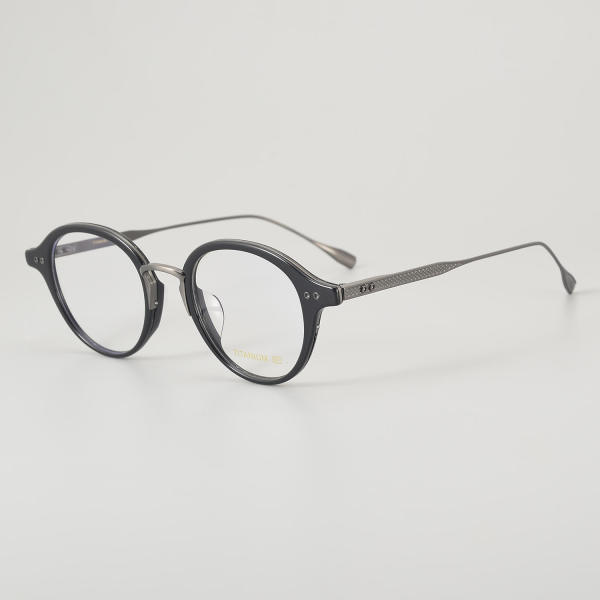 Round Titanium Glasses LE5129_Black - Gunmetal