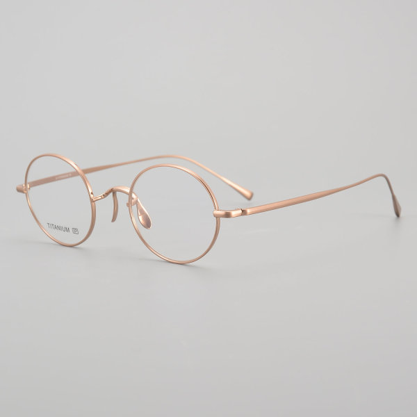 Round Titanium Glasses LE5128_Rose Gold