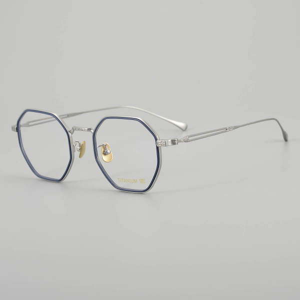 Geometric Titanium Glasses LE5056_Silver - Blue