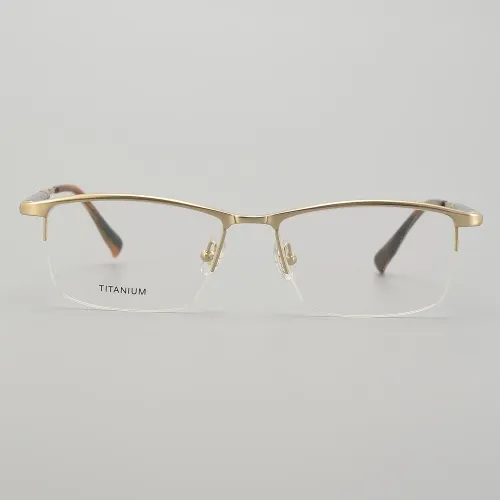 Half Rim Titanium Glasses LE5114_Gold - Silver