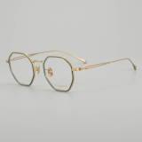 Geometric Titanium Glasses LE5056_Gold - Green