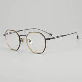 Geometric Titanium Glasses LE5056_Black - Gold