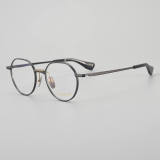 Round Titanium Glasses LE5103_Black - Gold