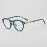 Round Acetate & Titanium Glasses LE5064_Green - Gunmetal