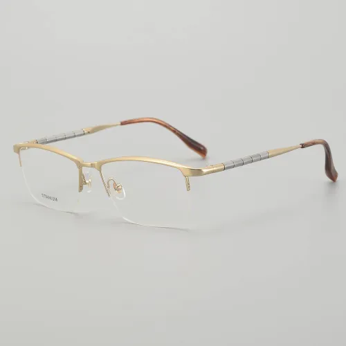 Half Rim Titanium Glasses LE5114_Gold - Silver