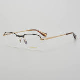 Half Rim Titanium Glasses LE5133_Black - Gold