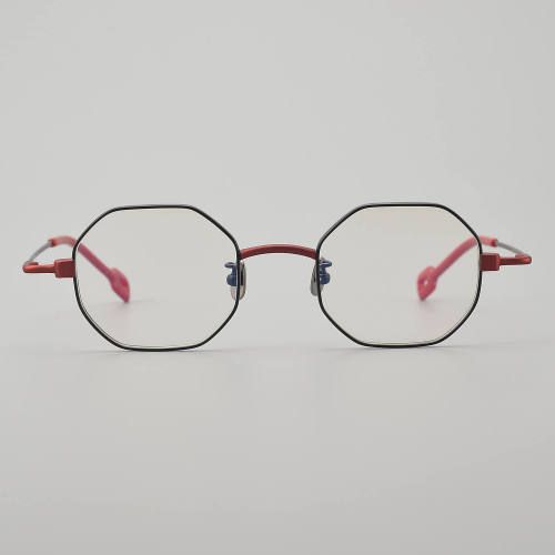 Geometric Titanium Glasses LE5023_Black - Red