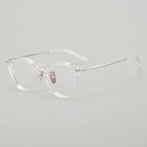 Square Acetate & Titanium Glasses LE5057_Clear - Silver