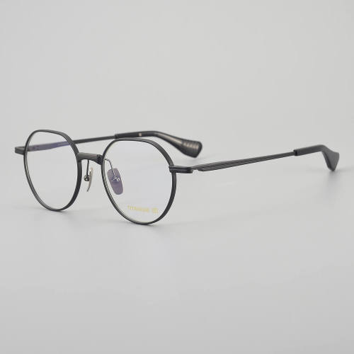 Round Titanium Glasses LE5103_Black - Gunmetal