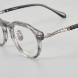 Round Acetate & Titanium Glasses LE5064_Grey - Gunmetal
