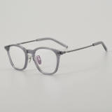Square Acetate & Titanium Glasses LE5057_Grey - Gunmetal
