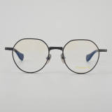 Round Titanium Glasses LE5103_Black - Gunmetal Front View