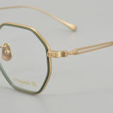 Geometric Titanium Glasses LE5056_Gold - Green