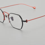 Geometric Titanium Glasses LE5039_Red - Black