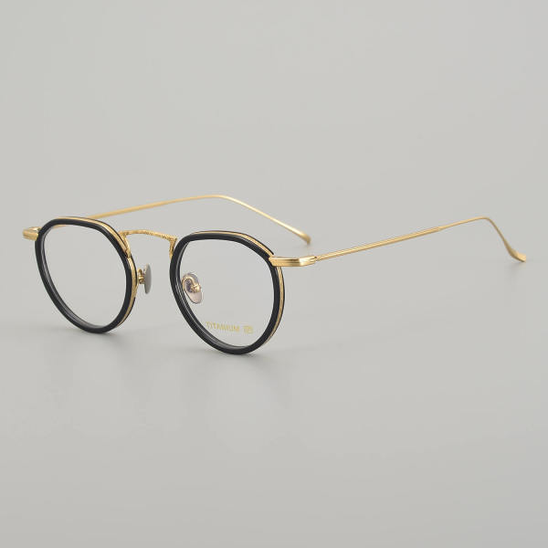 Round Titanium Glasses LE5050_Gold