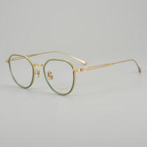 Geometric Titanium Glasses LE5044_Green - Gold