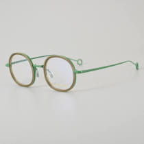 Round Titanium Glasses LE5042_Brown - Green