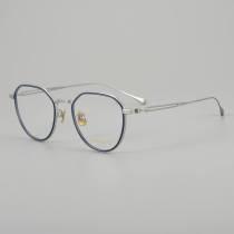 Geometric Titanium Glasses LE5044_Blue - Silver