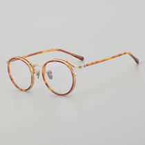 Round Titanium Glasses LE5026_Tortoise - Gold