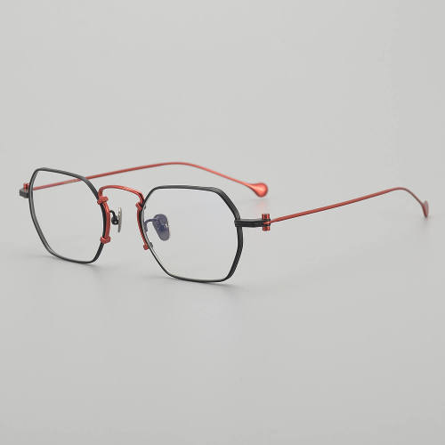 Geometric Titanium Glasses LE5039_Red - Black