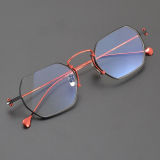 Geometric Titanium Glasses LE5039_Red - Black
