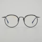 Round Titanium Glasses LE5026_Grey - Gunmetal Front View