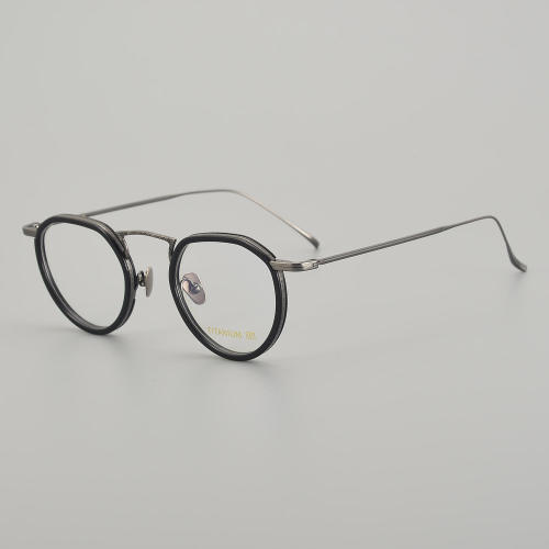 Round Titanium Glasses LE5050_Gunmetal