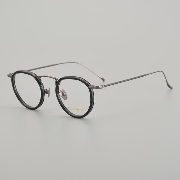 Round Titanium Glasses LE5050_Gunmetal