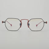  Geometric Titanium Glasses LE5039_Red - Black Front View