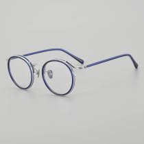 Round Titanium Glasses LE5026_Blue - Silver