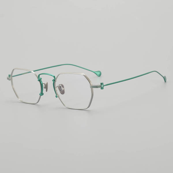 Geometric Titanium Glasses LE5039_Green - Silver