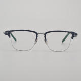 Square Titanium Glasses LE5038_Blue - Silver Front View