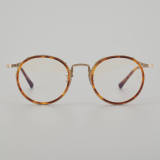 Round Titanium Glasses LE5026_Tortoise - Gold Front View