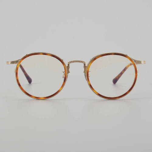 Round Titanium Glasses LE5026_Tortoise - Gold