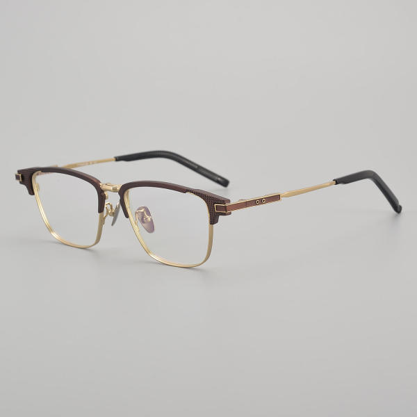 Square Titanium Glasses LE5038_Brown - Gold