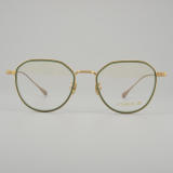 Geometric Titanium Glasses LE5044_Green - Gold Front View