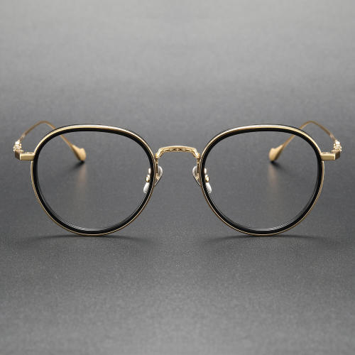 Acetate & Titanium Eyeglasses LE0444 - Black & Gold