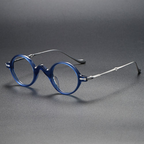 Round Acetate & Titanium Glasses LE1100 - Blue