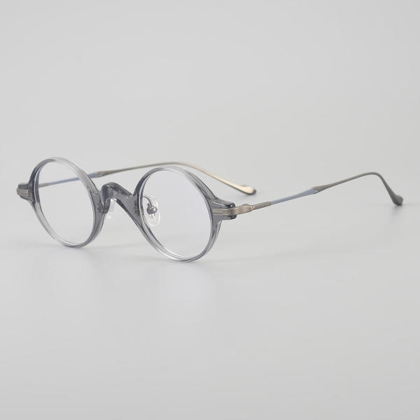 Round Acetate & Titanium Glasses LE5171 - Grey - Gunmetal