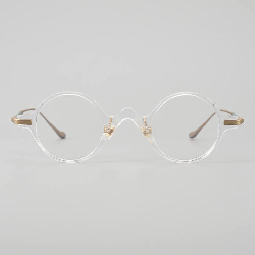 Round Acetate & Titanium Glasses LE5171 - Clear - Gold