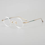 Round Acetate & Titanium Glasses LE5171 - Clear - Gold