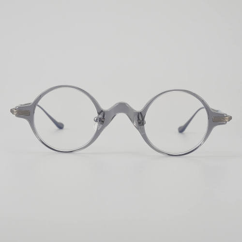 Round Acetate & Titanium Glasses LE5171 - Grey - Gunmetal