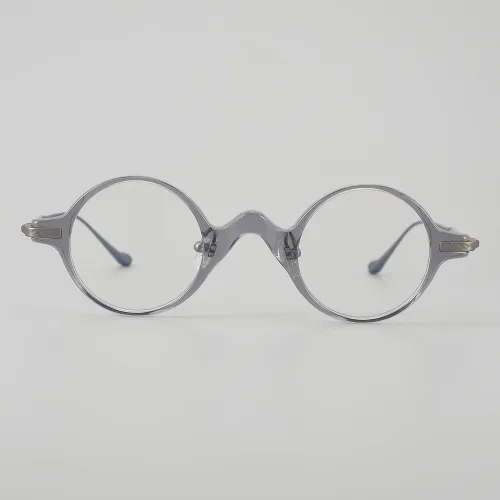 Round Acetate & Titanium Glasses LE5171 - Grey - Gunmetal