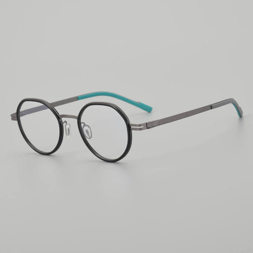 Round Titanium Glasses LE5314 - Black - Gunmetal