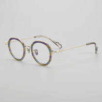 Geometric Acetate & Titanium Glasses LE5271 - Colorful - Gold