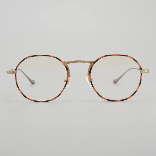 Round Titanium Glasses LE5223 - Amber - Gold