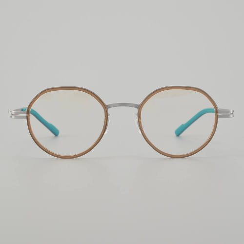 Round Titanium Glasses LE5314 - Brown - Silver